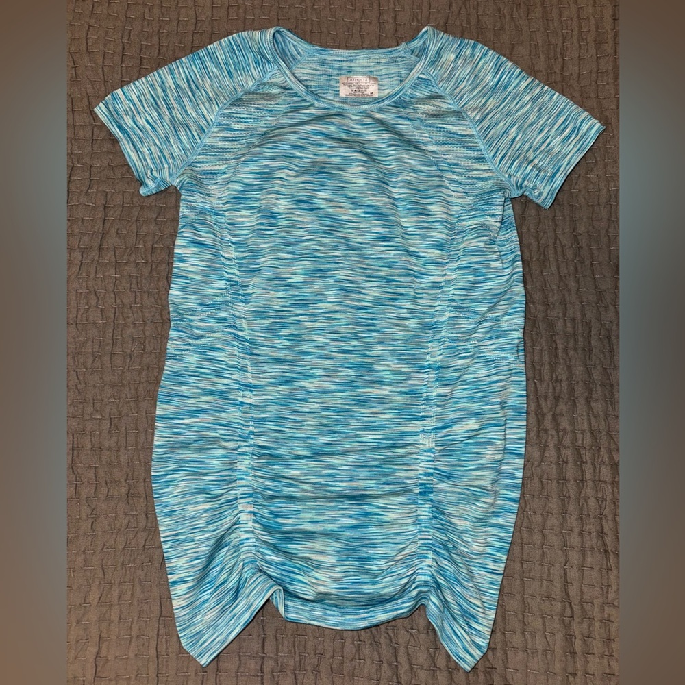 Athleta Womens Short Sleeve Blue and Teal Workout Top